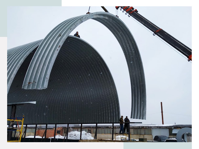 Полукруглые ангары в Новодвинске